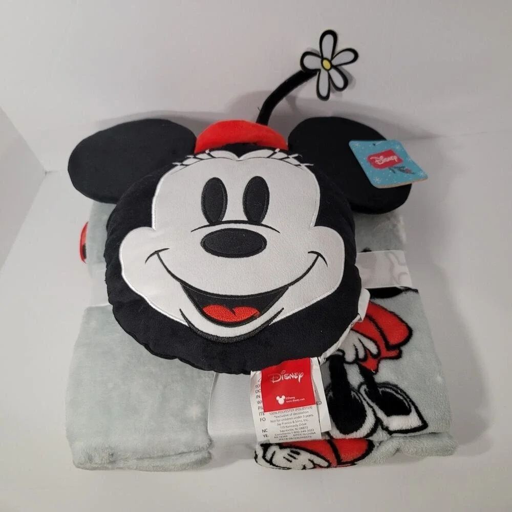 Nogginz‎ Minnie Mouse Travel Pillow Fleece Blanket Set Gift